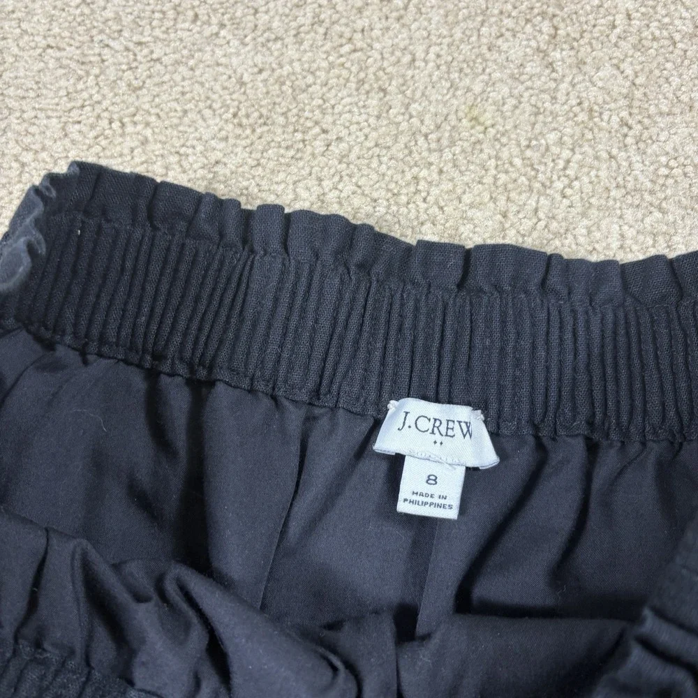 J Crew Linen Cotton Blend City A Line Skirt Womens 8 Black Smocked Waist